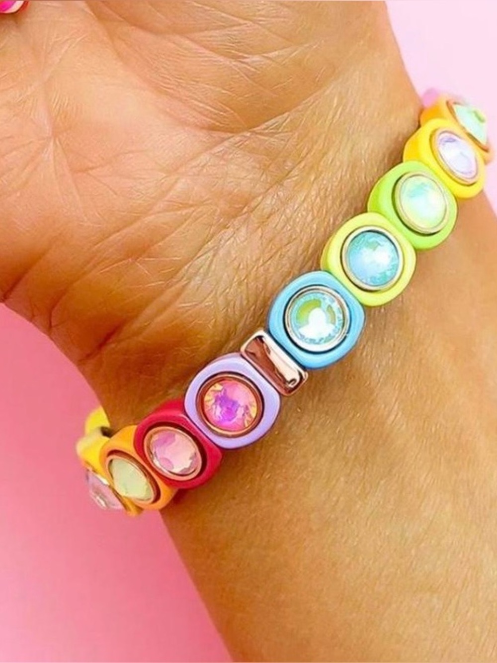 Kaleidoscope Pastel Rainbow Candy Stretch Bracelet 🌈✨